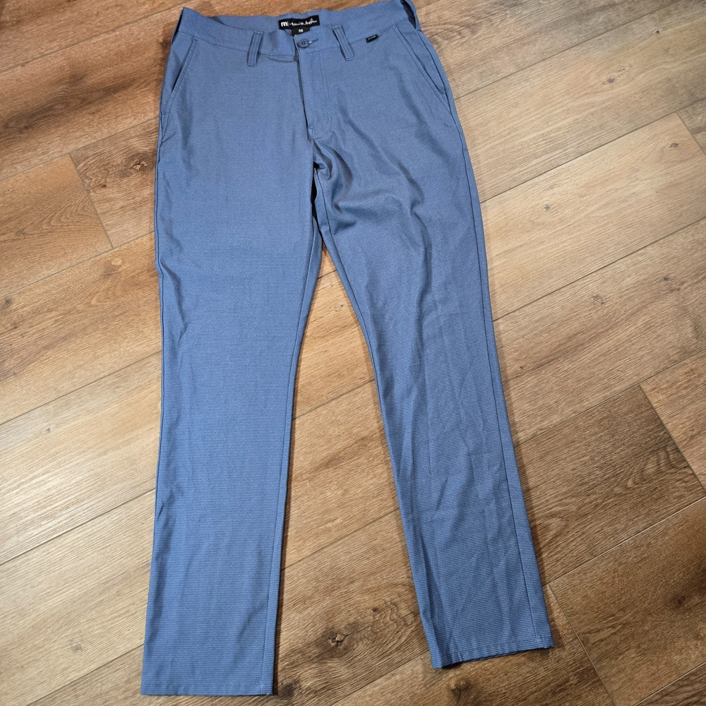 TravisMathew Golf Pants Mens 30x31 Blue Stripe Performance Stretch Trousers Golf